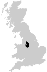 Map of UK showing Peak District location